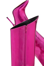 Load image into Gallery viewer, pink boots with inward zipper closure 
