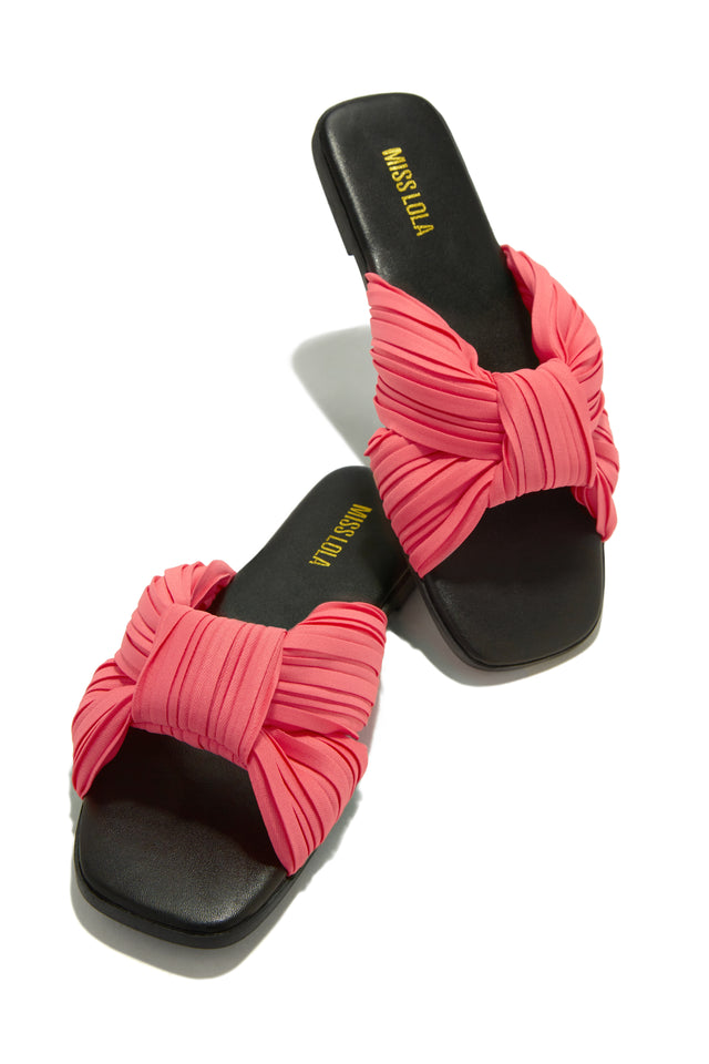 Load image into Gallery viewer, beautiful bright Pink Flat Slip On Sandals
