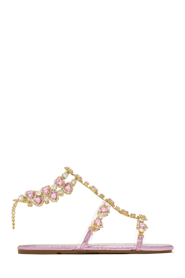 Load image into Gallery viewer, Pink Embellished Heart Sandals
