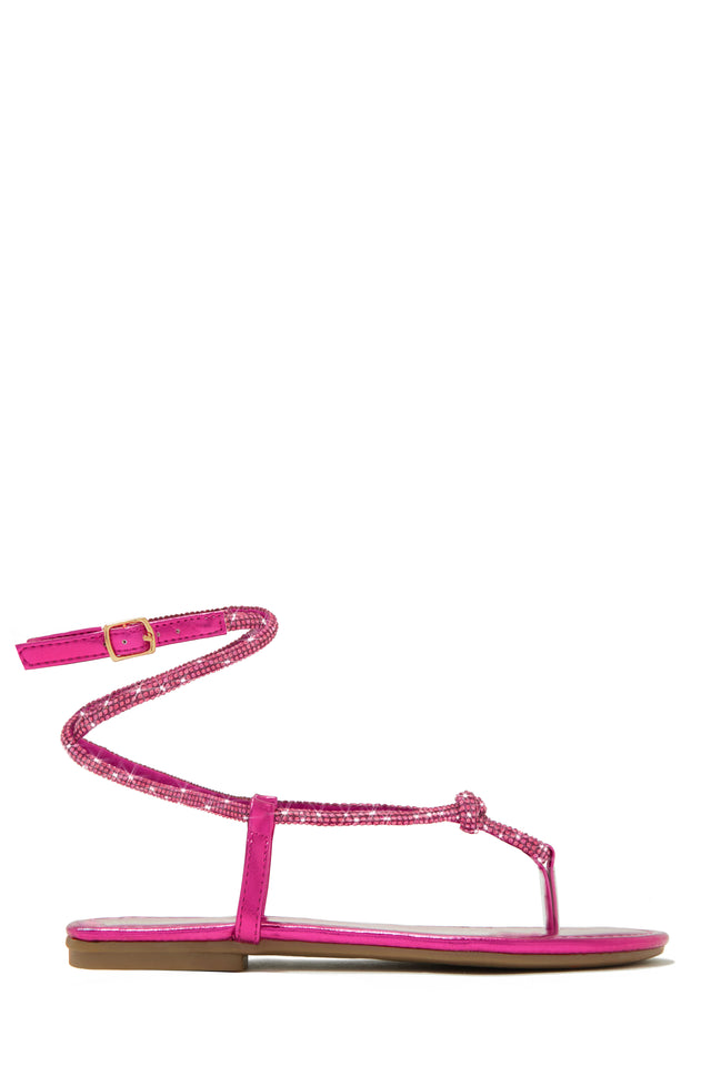 Load image into Gallery viewer, Pink Rhinestone Thong Strap Sandals
