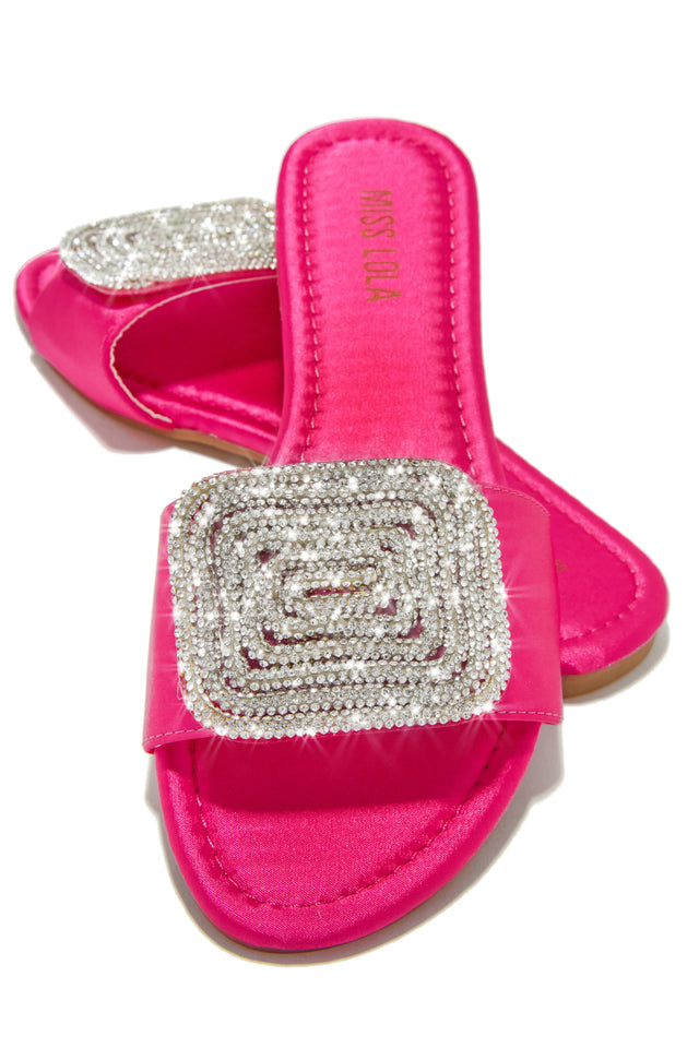 Load image into Gallery viewer, Pink Faux-Satin Slip On Sandals
