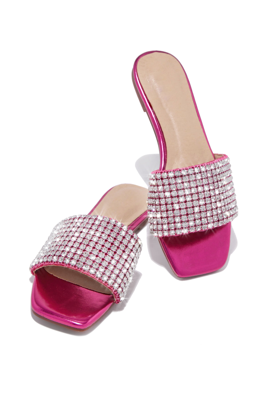Pink Metallic Embellished Sandals