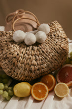 Load image into Gallery viewer, Natural Straw and Pom Pom Spring Bag
