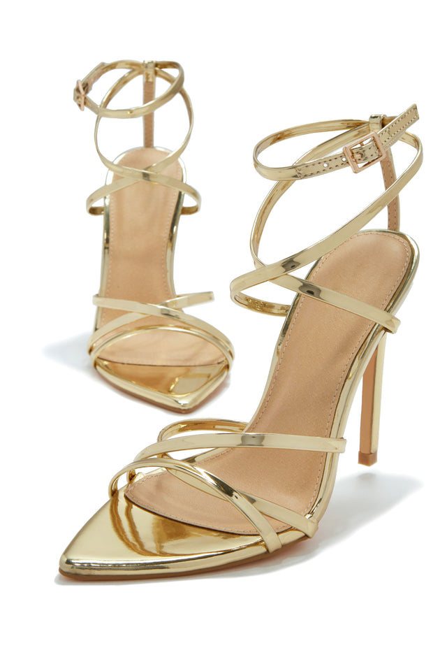 Load image into Gallery viewer, Polished Strappy High Heels - Gold
