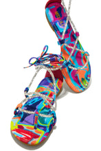 Load image into Gallery viewer, Blue Multi Print Lace Up Sandals
