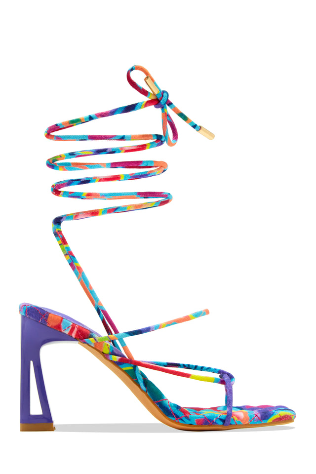 Miss Lola Jayla Blue Lace Up Heels MISS LOLA