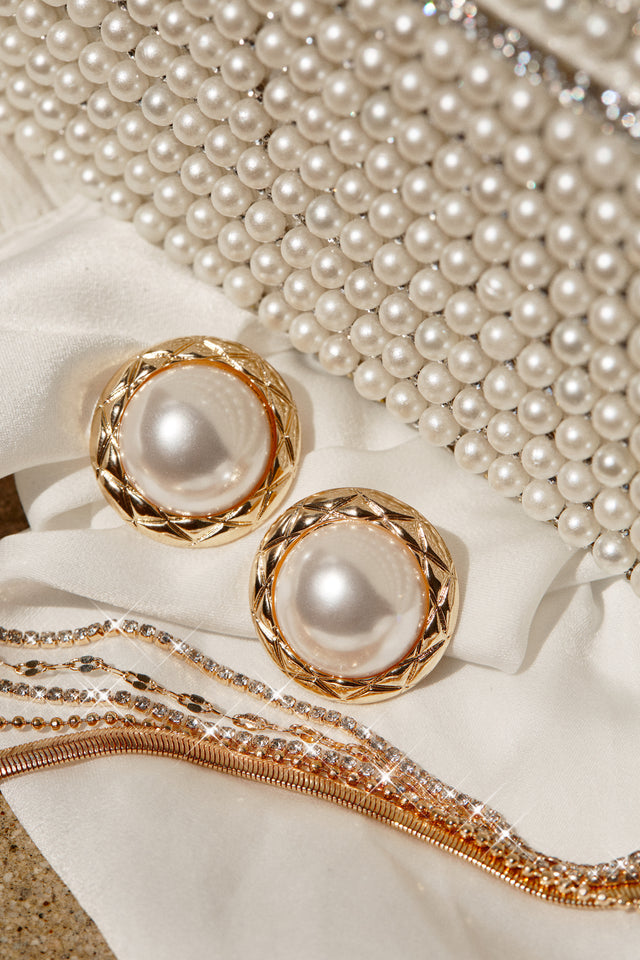 Load image into Gallery viewer, Embossed Faux Pearl Earrings 
