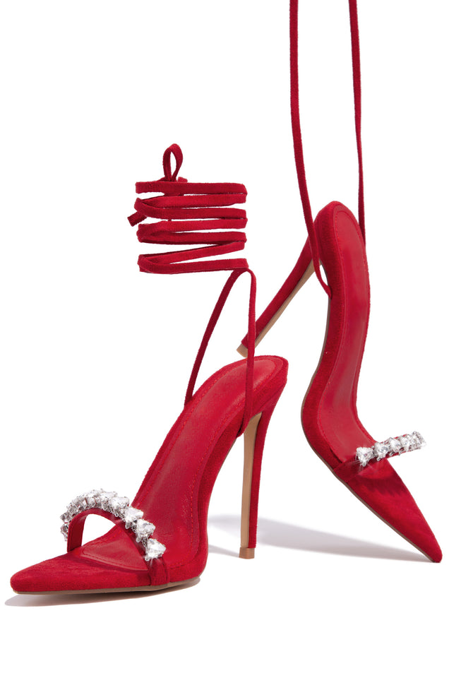 Load image into Gallery viewer, Red Lace Up High Heels
