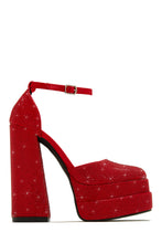 Load image into Gallery viewer, Red Embellished Platform Heels
