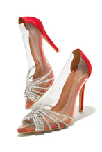 Load image into Gallery viewer, Champagne Toast Embellished Pointed Toe Pumps - Red
