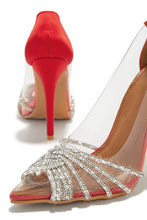 Load image into Gallery viewer, Champagne Toast Embellished Pointed Toe Pumps - Red
