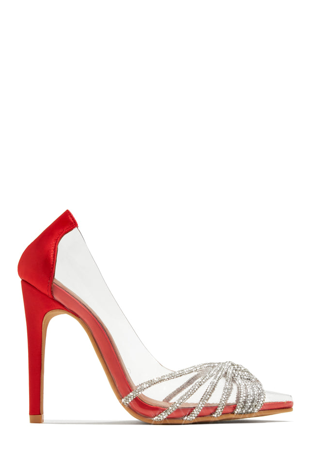 Load image into Gallery viewer, Champagne Toast Embellished Pointed Toe Pumps - Red
