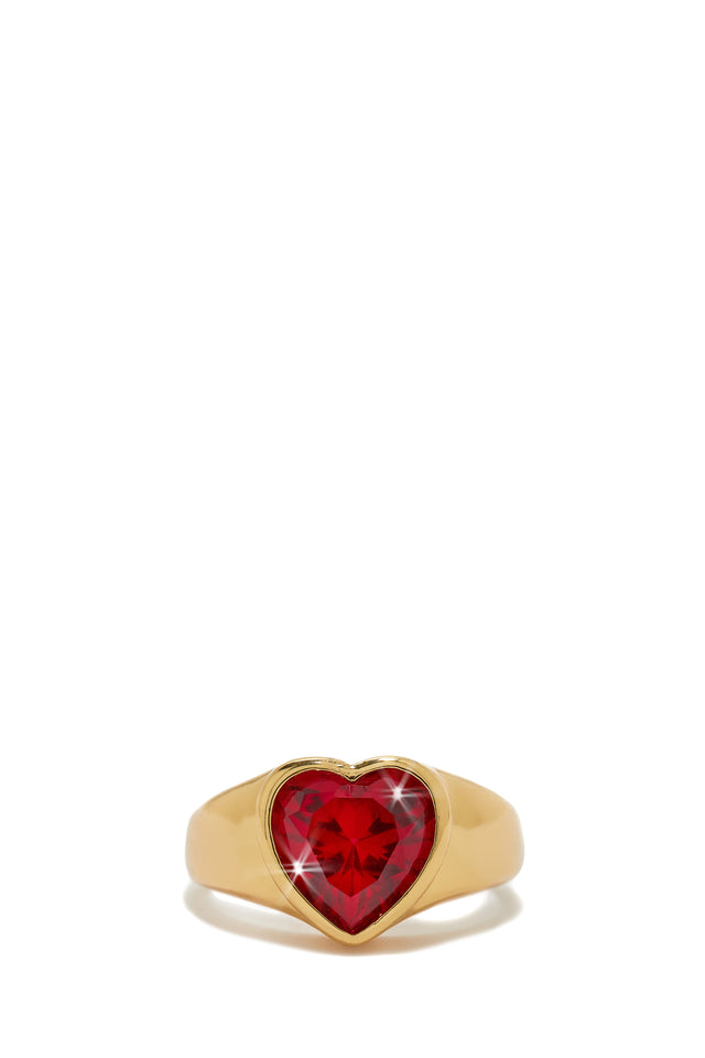 Load image into Gallery viewer, Red Stone Gold Band Ring
