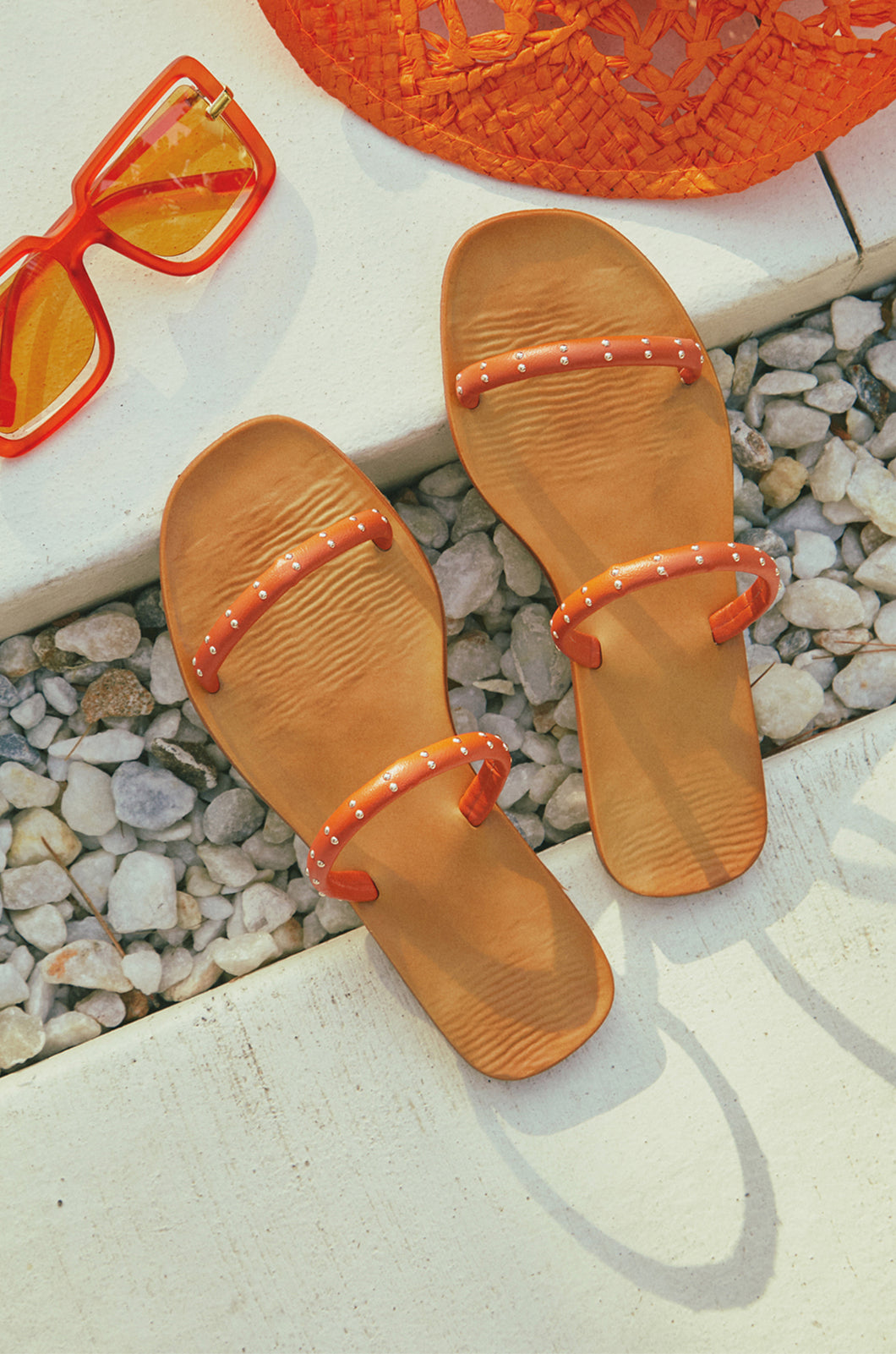 Orange Slip On Sandals