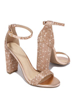 Load image into Gallery viewer, Found Your Love Embellished Block High Heels - Rose Gold
