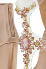 Load image into Gallery viewer, Queen Energy Embellished Clear Strap High Heels - Rose Gold
