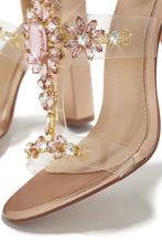 Load image into Gallery viewer, Queen Energy Embellished Clear Strap High Heels - Rose Gold
