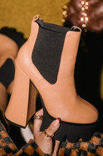 Load image into Gallery viewer, Nude Block Heel Platform Ankle Boots
