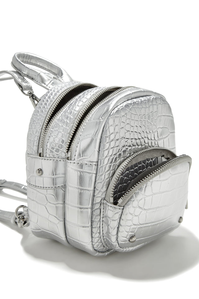 Load image into Gallery viewer, Silver Metallic Backpack
