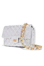 Load image into Gallery viewer, Silver Tone Bag WIth Gold Tone Hardware 

