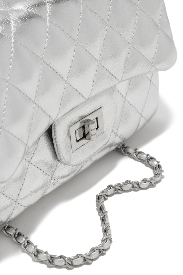 Load image into Gallery viewer, Quilted Silver Handbag

