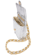 Load image into Gallery viewer, Silver Bag WIth Twist Lock Flap Over Closure 
