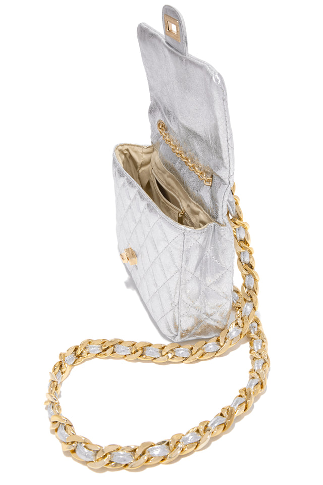 Load image into Gallery viewer, Silver Bag WIth Twist Lock Flap Over Closure 
