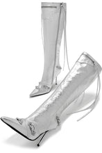 Load image into Gallery viewer, Silver-Tone Knee High Boots
