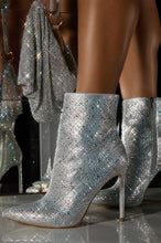 Load image into Gallery viewer, Embellished Pointed Toe Silver Boots

