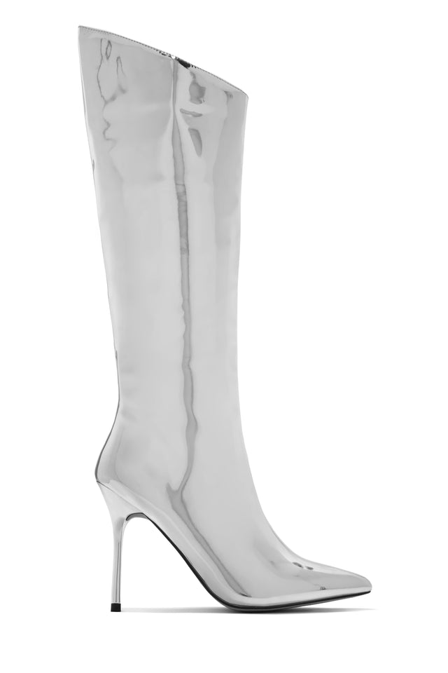 Load image into Gallery viewer, Silver-Tone Knee High Boots
