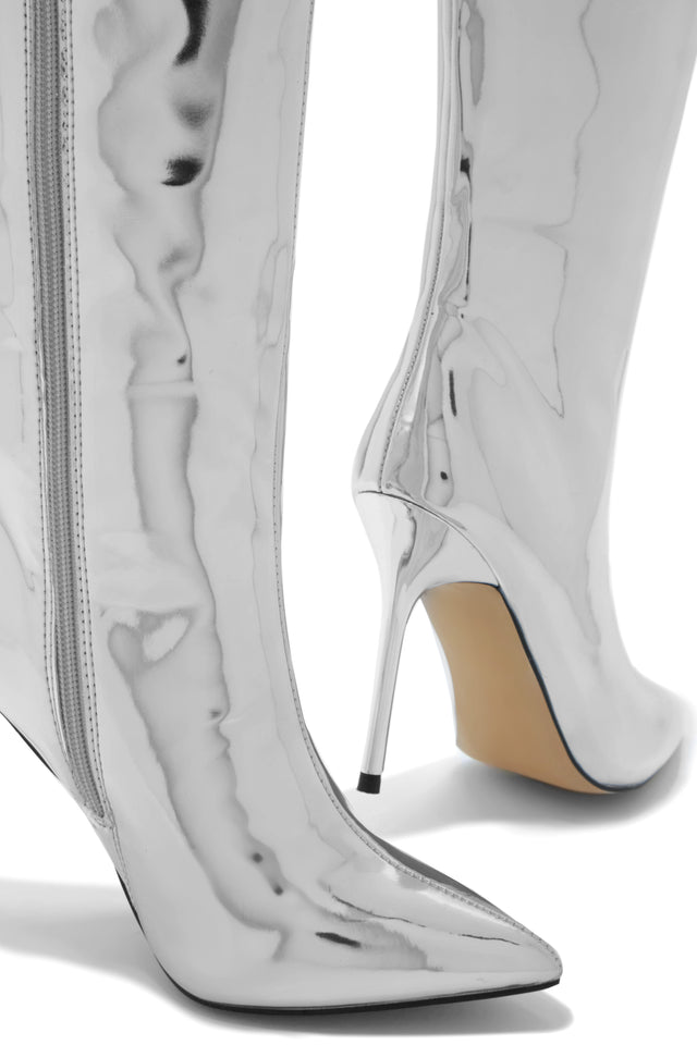 Load image into Gallery viewer, Silver Closed Pointed Toe Boots
