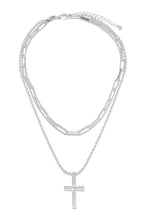 Load image into Gallery viewer, Ester Layered Cross Pendant Necklace - Silver
