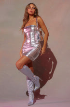 Load image into Gallery viewer, Model Swearing Silver Dress with Silver Accessories
