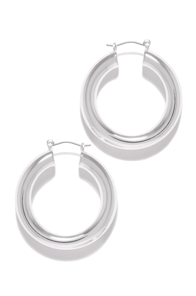 Load image into Gallery viewer, Silver Chunky Hoop Earrings
