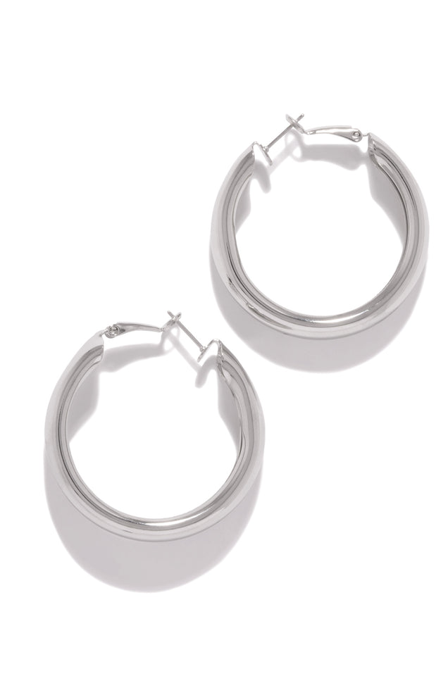 Load image into Gallery viewer, Silver-Tone Chunky Hoop Earring
