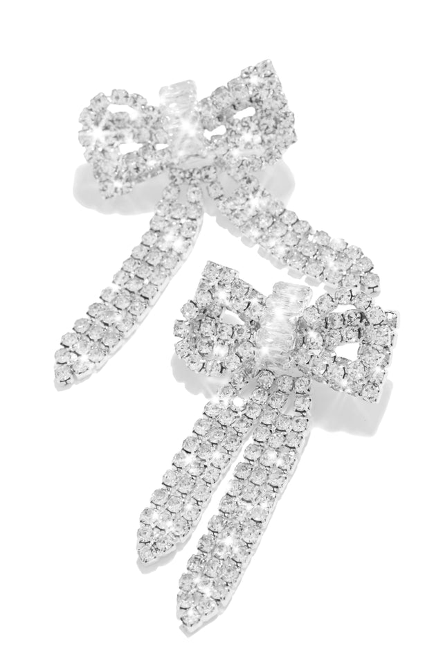 Load image into Gallery viewer, Embellished Silver Dangle Earring
