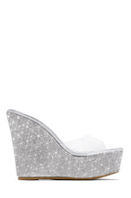 Load image into Gallery viewer, Silver-Tone Embellished Platform Wedge

