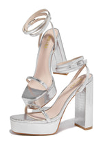 Load image into Gallery viewer, Silver-Tone Embossed Croc Heel 
