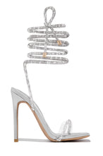 Load image into Gallery viewer, Sofia Embellished Lace Up Heels - Blue
