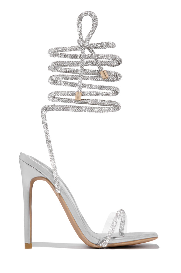 Load image into Gallery viewer, Sofia Embellished Lace Up Heels - Blue
