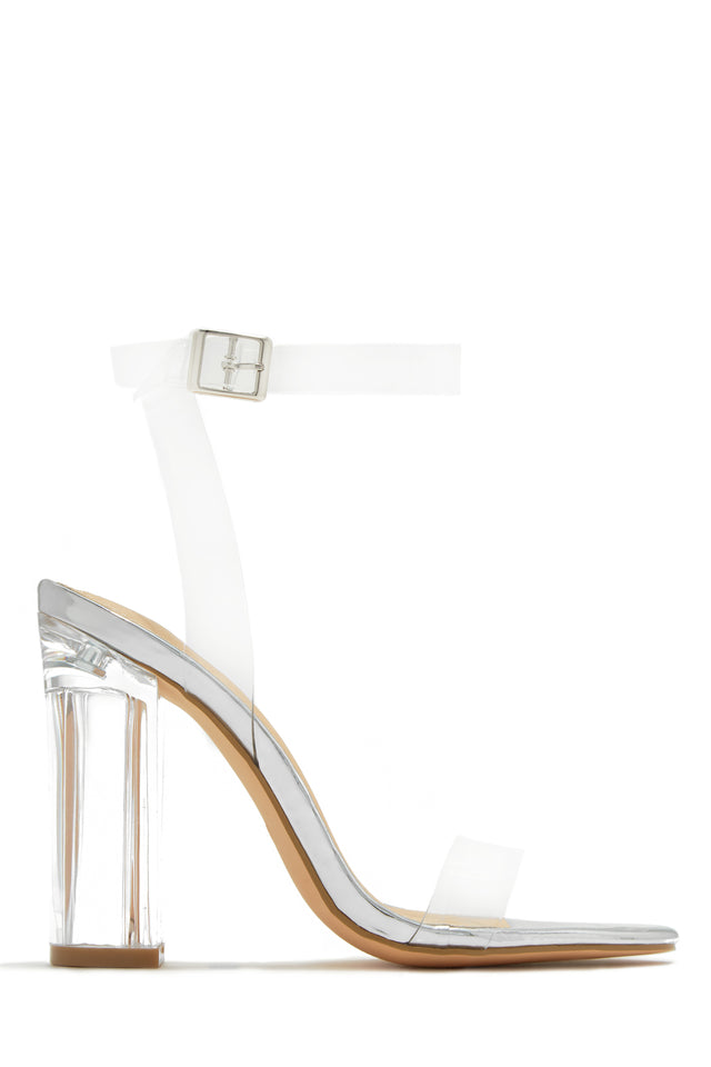 Load image into Gallery viewer, Big Reveal Clear Strap Block High Heels - Gold
