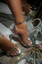 Load image into Gallery viewer, Silver Heels Worn By Female Model
