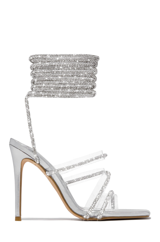 Load image into Gallery viewer, Silver-Tone Embellished High Heels
