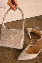 Load image into Gallery viewer, Silver Heel Accessorized With Silver Embellished Bag 
