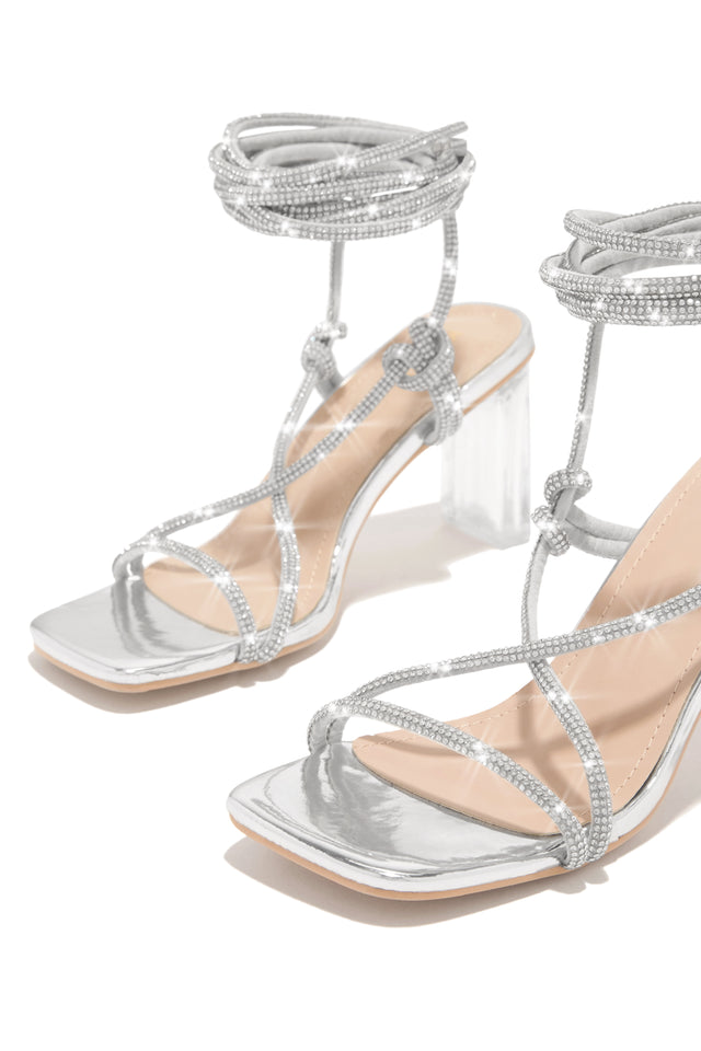 Load image into Gallery viewer, Rhinestone Silver Heels
