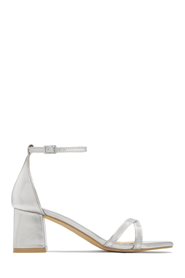 Load image into Gallery viewer, Silver Chunky Open Toe Heels
