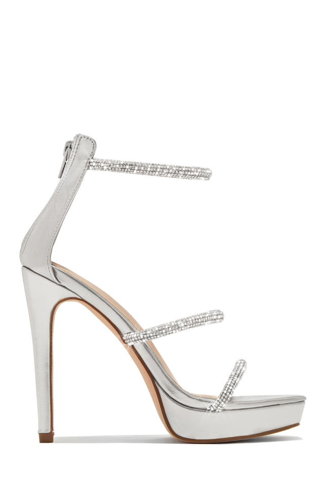 Load image into Gallery viewer, Silver-Tone Platform Heels
