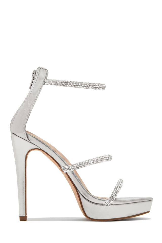 Load image into Gallery viewer, Silver-Tone Platform High Heels

