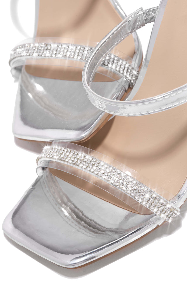 Load image into Gallery viewer, Silver-Tone Embellished Heels
