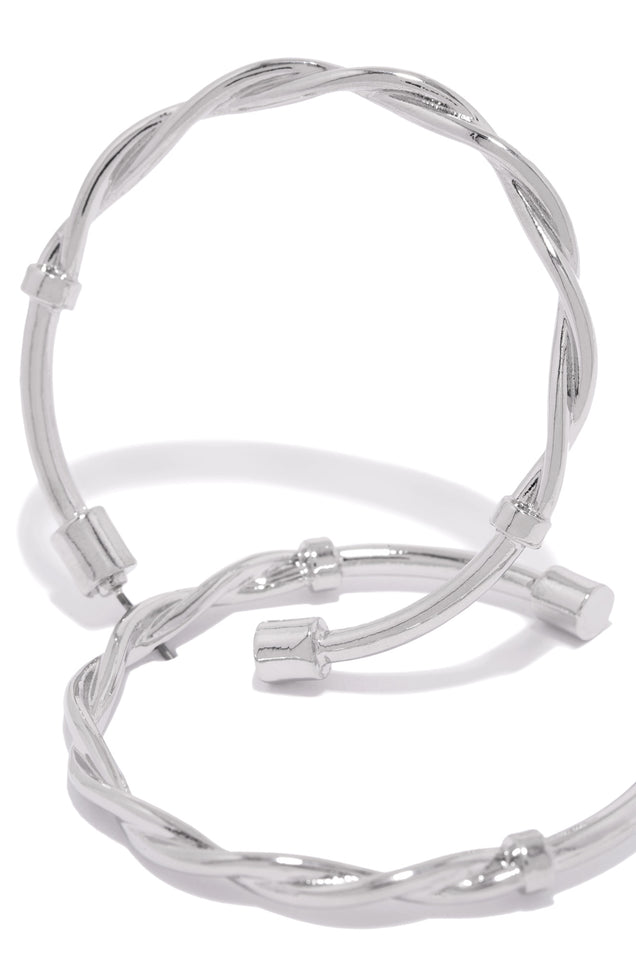 Load image into Gallery viewer, Silver Tone Twisted Hoop Earring 
